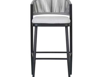 Outdoor Bar Height Metal Frame Counter Stools With Scallop Shaped Backrest & Water Resistant Cushions