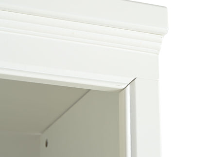 Retro Style 75'' Tall Display Shelf With Cabinet For Hallways Living Room Kitchen - White