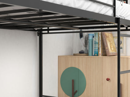 Space Saving Bunk Bed With Metal Frame And Ladder