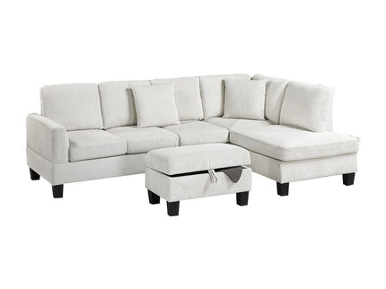 Sectional Sofa With Storage Ottoman And Pillows