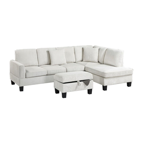 Sectional Sofa With Storage Ottoman And Pillows