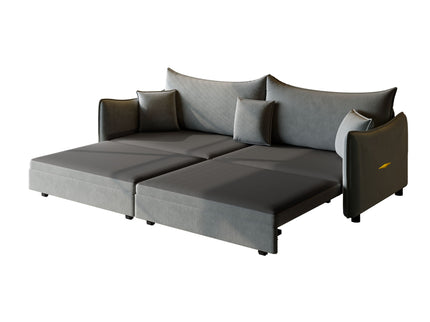 King Pull Out Sofa Bed, 3-In-1 Convertible Bed With 3 Pillows