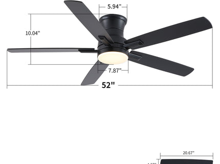 Mordern Flush Mount Ceiling Fan With Light And Remote Control