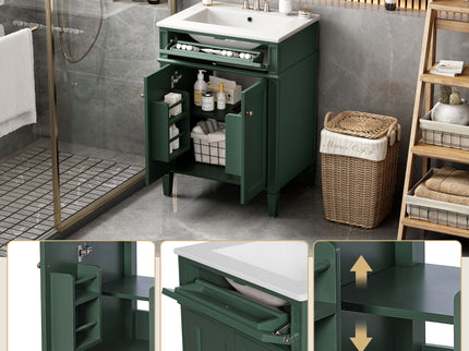 Bathroom Vanity With 2 Doors And Tip Out Drawer, Soft Closing Hinges