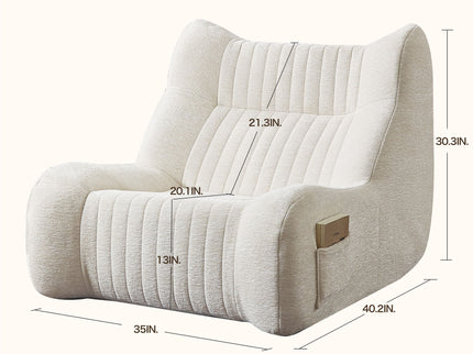 Bean Bag Chair For Adults, Lazy Floor Sofa Couch Memory Foam Bean Bag Sofas Chenille Fabric Reading Chair Comfortable Corner Lounge Sofa For Living Room - White