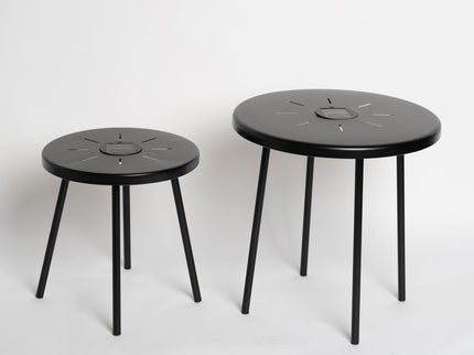 Solar Powered Side Table With LED Light, Outdoor / Indoor - Black
