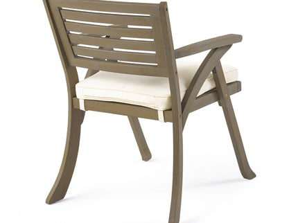 Helen - Outdoor Acacia Wood Dining Chair (Set of 2) - Gray / Creme