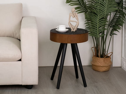Round Coffee Table With Carved Top For Living Room