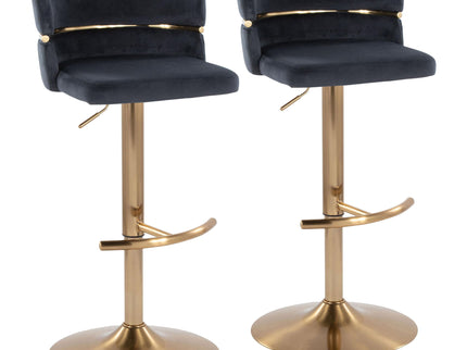 Cinch - Glam / Art Deco Adjustable Barstool With Swivel With Rounded T Footrest (Set of 2)
