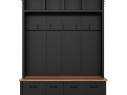 Hall Tree With Storage Bench Mudroom Coat Rack With 6 Hooks