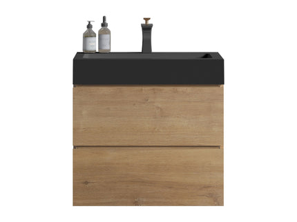 Alice - Natural Oak Bathroom Vanity With Sink, Large Storage Wall Mounted Floating Bathroom Vanity For Modern Bathroom, One-Piece Sink Basin Without Drain