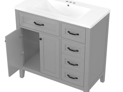 Modern Bathroom Vanity With Sink, Freestanding Design With Drawers And Doors