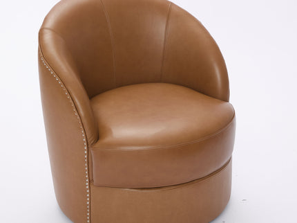 Swivel Accent Chair With 360° Smooth Spin - Black / Light Brown / Silver