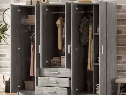 6 Doors Wardrobe Storage For Bedroom, With Big Drawers
