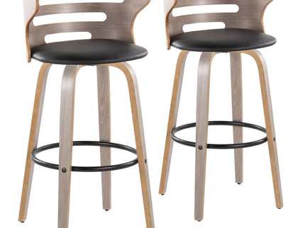 Cosini - Mid Century Modern Fixed Height, Barstool & Swivel And Round Footrest (Set of 2)