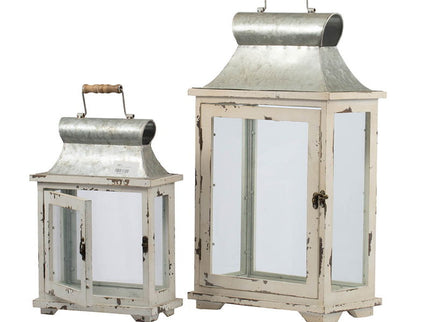 Wooden Candle Lantern Decorative, Hurricane Lantern Holder Decor For Indoor Outdoor, Home Garden Wedding - White