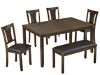 Dark Brown / 6 Pc. Table, 4 Chairs, Bench