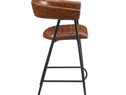 Counter Stools (Set of 2), Upholstered Counter Stools With Iron Frame, Backrest, Footrest, Arm Counter Stools For Home Bar, Kitchen Counter - Brown