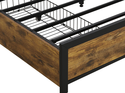 Contemporary Bed Frame With Storage Headboard, Charging Station, LED Lights