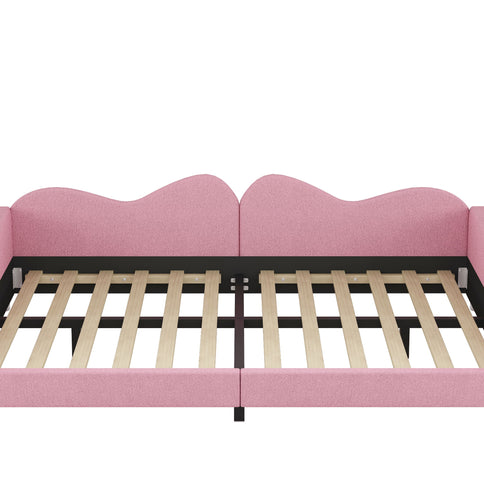 Upholstered Daybed, Sherpa Fabric Sofabed With Cloud-Shaped Backrest