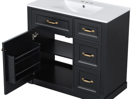 Modern Bathroom Vanity With Sink, 4 Drawers, Soft-Close Door, Adjustable Shelf