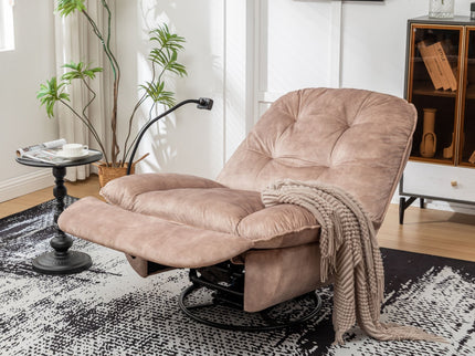 Modern Swivel Gliding Recliner Chair With Rocking Function And Phone Holder, Large Comfortable