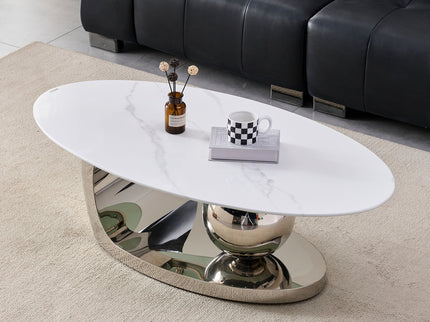 Oval Coffee Table With Geometric Precision