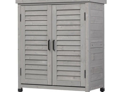 Potting Bench With Storage Cabinet And Metal Table Top For Outdoor