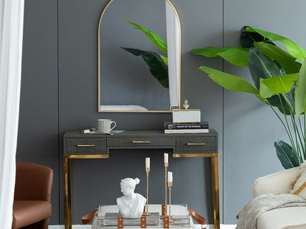 Arched Mirror With Metal Frame, Wall Mirror For Living Room Bedroom Entryway