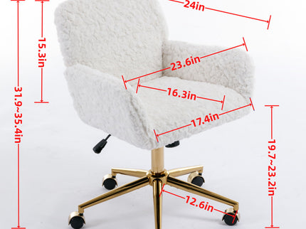 Office Chair, Artificial Rabbit Hair Home Office Chair With Metal Base, Adjustable Desk Chair Swivel Office Chair, Vanity Chair