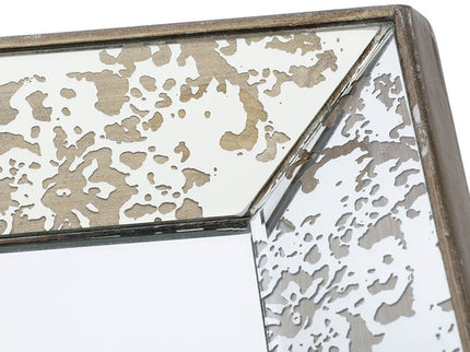 Antique Rectangle Mirror With Floral Accents, Mirrored Display Tray, Hanging Wall Mirror