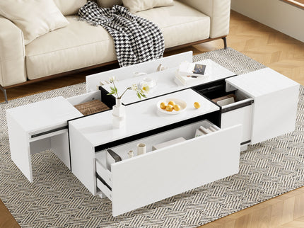 Extendable Coffee Table With 2 Hidden Storage Space And 2 Drawers For Living Room
