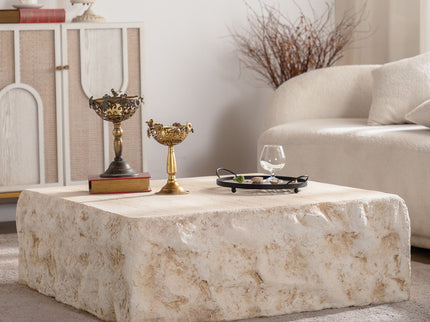 Square Coffee Table Design Living Room Office Furniture - Light Beige