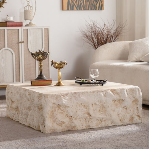 Square Coffee Table Design Living Room Office Furniture - Light Beige