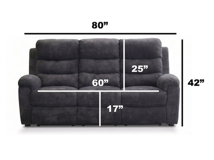 3 Seater Manual Recliner Sofa With 150° Recline, 2 Adjustable Side Seats, Extended Footrest, Oversized Seating For Living Room - Dark Gray