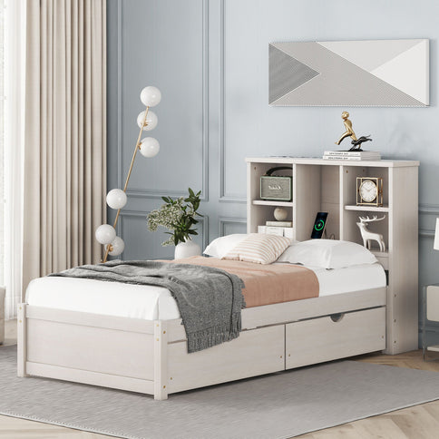 Bed Frame With Built In USB Port And 2 Drawers