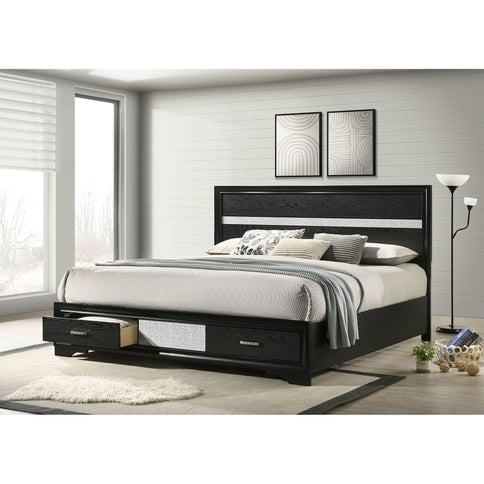 Eastern - King Storage Platform Bed 2 Drawer - Black