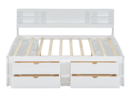 Daybed With 2 Bedside Cabinets, Upper Shelves And 4 Drawers