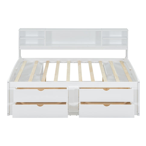 Daybed With 2 Bedside Cabinets, Upper Shelves And 4 Drawers