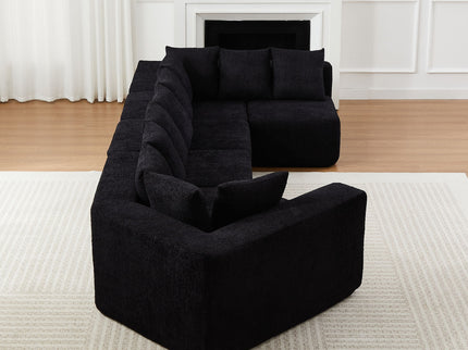 L - Shaped Modular Sofa With Deep Seat And 11 Pillows