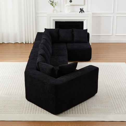 L - Shaped Modular Sofa With Deep Seat And 11 Pillows