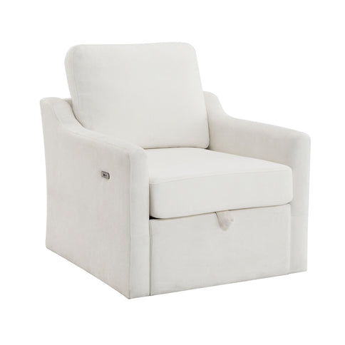 Swivel Arm Chair With USB Type-C Charging And Book Pocket
