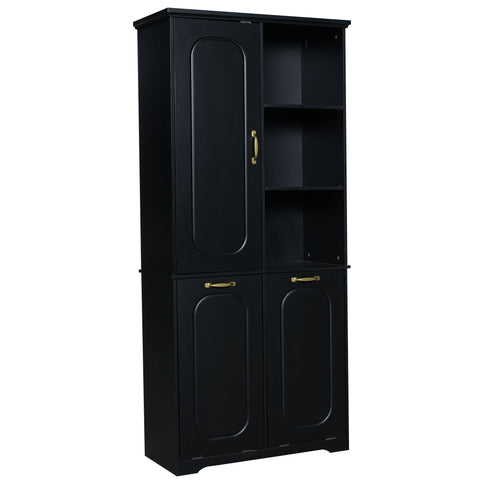 Freestanding Tall Storage Cabinet With 2 Tilt Out Hampers
