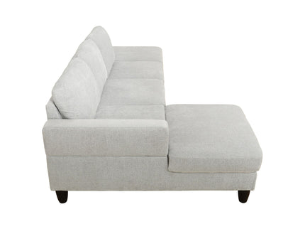 2 Piece L - Shaped Left Chaise Sectional Sofa With Ottoman, Living Room Furniture - White / Gray