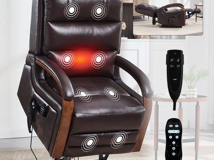 Power Lift Recliner Chair Dual Motor Infinite Position With Heat Massage And Heavy Duty Motion Mechanism - Brown
