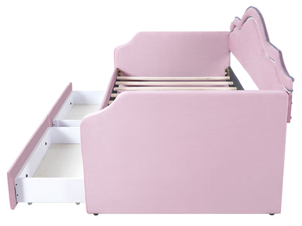 Upholstered Daybed With LED Lights And 2 Drawersme
