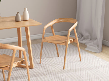 Simeon - Scandinavian Sculpted Dining Chair - Warm Natural Brown