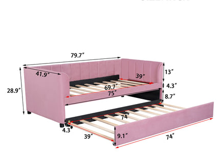 Upholstered Daybed With Ergonomic Design Backrest
