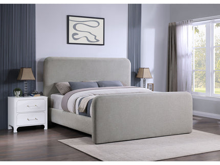 Kendra - Eastern King Platform Bed With Upholstered Design - Gray