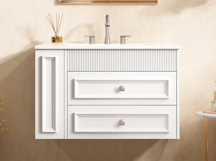 Wall Mounted Bathroom Vanity With 2 Drawers, Sink, Floating Storage Unit